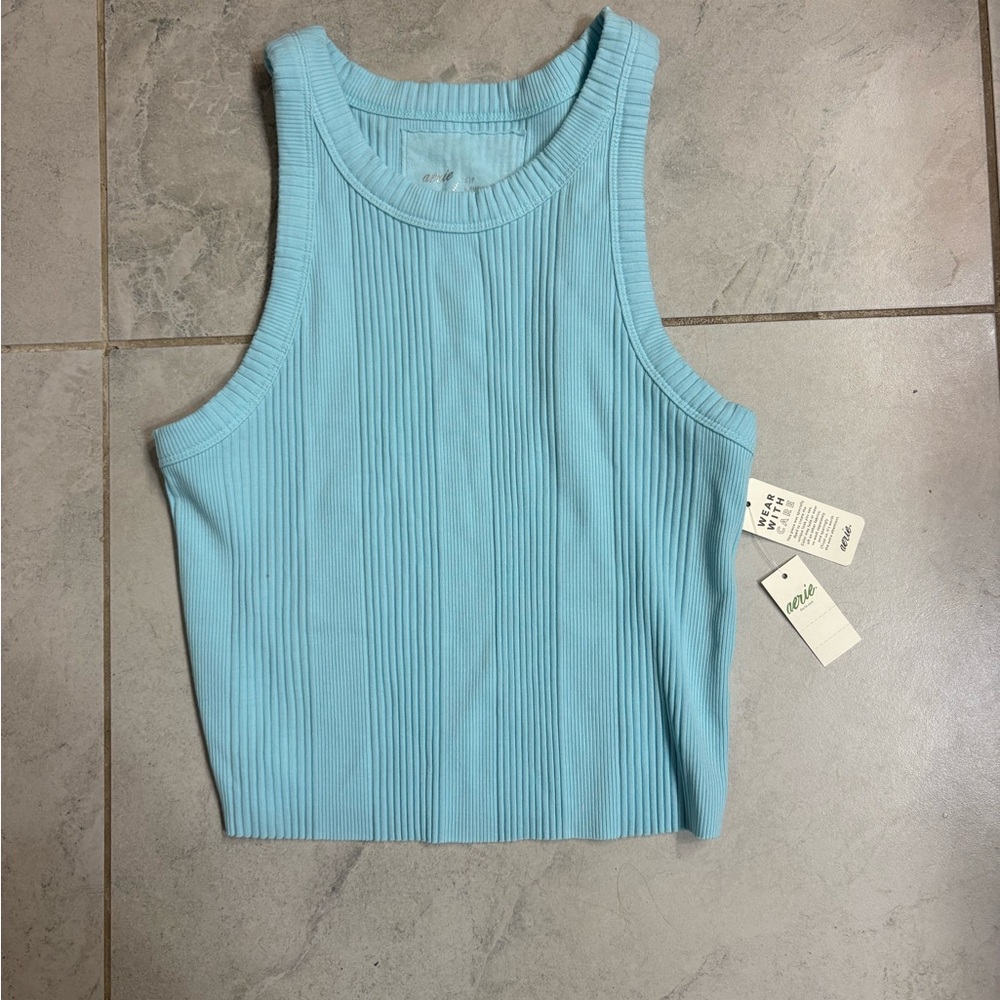 Aerie Women's Blue Ribbed Tank Top